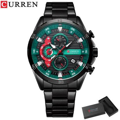 ⌚ Relógio Curren 8402 Masculino Aço Inoxidável – Cronógrafo e Data Automática