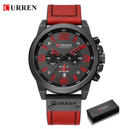🕰️✨Relógio Masculino CURREN 8314 ⌚ Elegância com Pulseira de Couro | Cronógrafo + Calendário Completo + Resistente à Água
