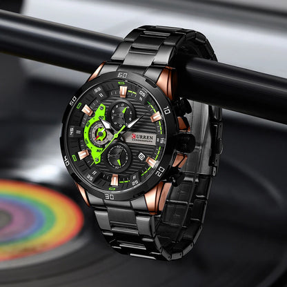 ⌚ Relógio Curren 8402 Masculino Aço Inoxidável – Cronógrafo e Data Automática