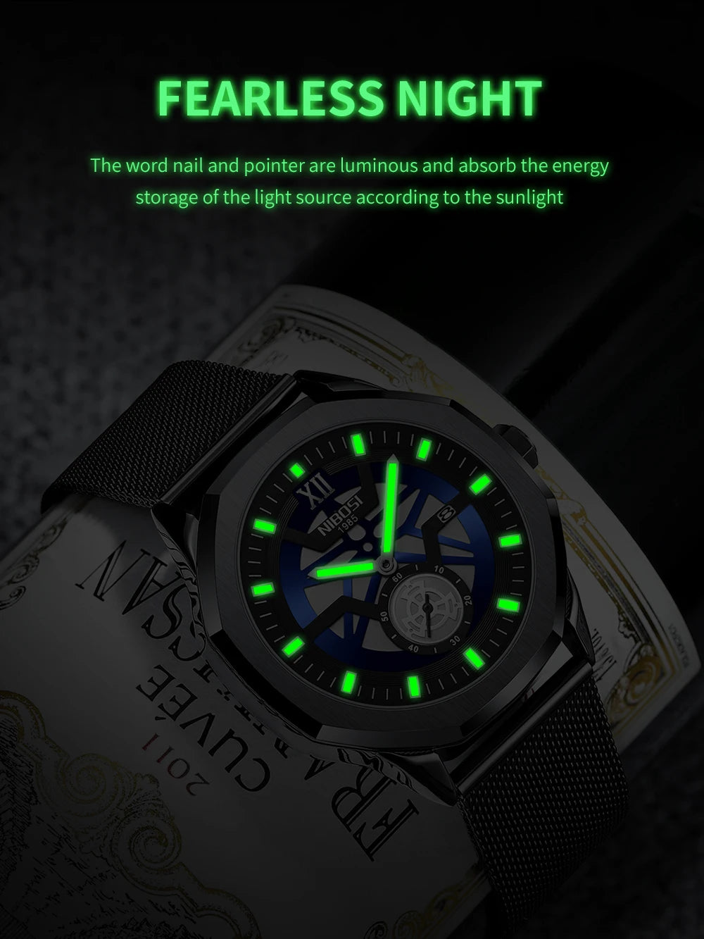 🕰️✨Relógio Masculino NIBOSI 2518 ⌚ Luxo com Pulseira em Aço Inoxidável | Cronógrafo + Resistente e Sofisticado