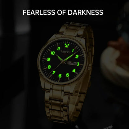 🕰️✨NIBOSI 2571 Herrenuhr ⌚ Luxus-Quarz-Edelstahl | Datum, Woche und Leuchtzeiger