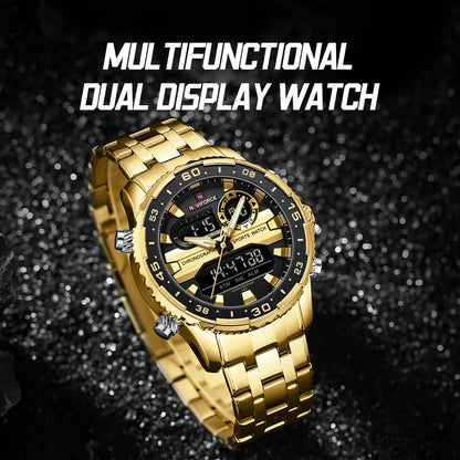 ⌚ Relógio NAVIFORCE NF9234 Luxo Analógico Digital Aço Inoxidável 3ATM