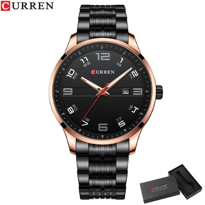 🕰️✨Relógio Masculino CURREN 8411 ⌚ Estilo Moderno e Robusto | Data Automática + Resistente à Água 3ATM