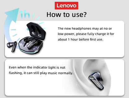 Kit com 5 Fones Lenovo GM2 Pro 🎮 Fones Bluetooth 5.3 TWS com Microfone – Som Hi-Fi para Jogos, Chamadas e Música