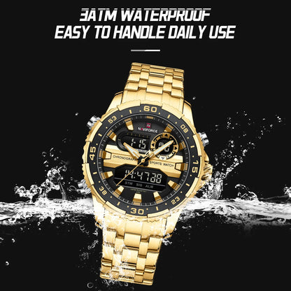 ⌚ Relógio NAVIFORCE NF9234 Luxo Analógico Digital Aço Inoxidável 3ATM