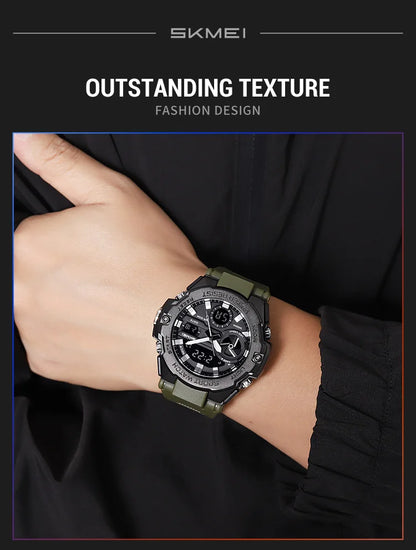🕶️ Relógio Masculino SKMEI 2328 ⌚ Analógico + Digital 💥 Estilo Militar 🪖 Esportivo 🏋️‍♂️ à Prova d’Água 5ATM 💦 com Cronômetro, Alarme e Luz LED 🔦 | Pulseira PU Super Resistente 💪