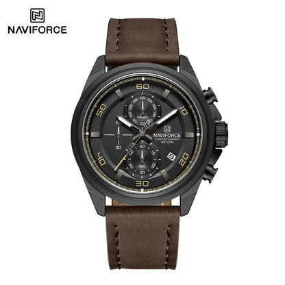 ⌚ Relógio NAVIFORCE NF8075 Masculino Couro – Cronógrafo e Ponteiros Luminosos