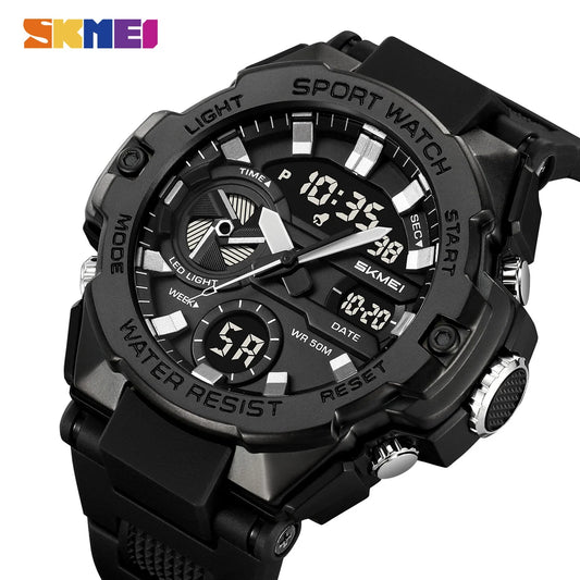 🕶️ Relógio Masculino SKMEI 2328 ⌚ Analógico + Digital 💥 Estilo Militar 🪖 Esportivo 🏋️‍♂️ à Prova d’Água 5ATM 💦 com Cronômetro, Alarme e Luz LED 🔦 | Pulseira PU Super Resistente 💪