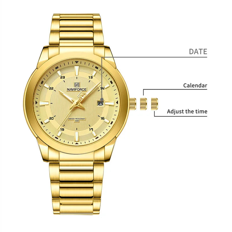⌚ Relógio NAVIFORCE 8029 Quartzo Aço Inoxidável Esporte 3ATM