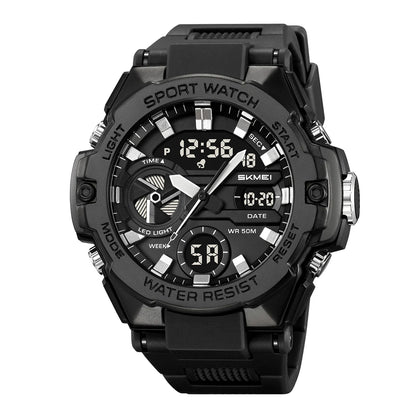 🕶️ Relógio Masculino SKMEI 2328 ⌚ Analógico + Digital 💥 Estilo Militar 🪖 Esportivo 🏋️‍♂️ à Prova d’Água 5ATM 💦 com Cronômetro, Alarme e Luz LED 🔦 | Pulseira PU Super Resistente 💪