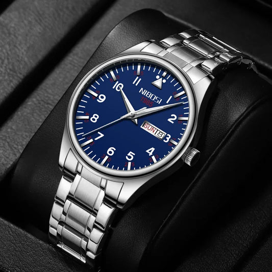 🕰️✨Relógio Masculino NIBOSI 2571 ⌚ Quartzo Luxo Inoxidável | Data, Semana e Ponteiros Luminosos