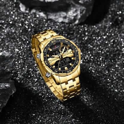 ⌚ Relógio NAVIFORCE NF9234 Luxo Analógico Digital Aço Inoxidável 3ATM