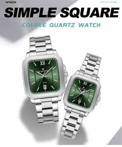 ⌚ Relógio NAVIFORCE NF9239 Casual Aço Inoxidável Quartzo Lovers 3ATM