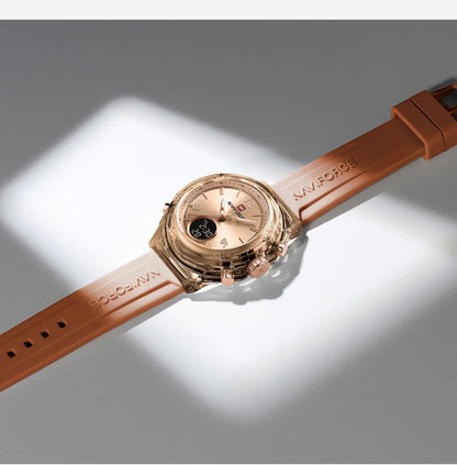 ⌚💖Relógio Feminino NAVIFORCE NF7109 – Esportivo, Casual e à Prova d’Água com Alarme e Luz