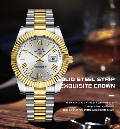 🕰️✨Relógio Masculino NIBOSI 2678 ⌚ Estilo Luxo com Pulseira em Aço Inoxidável | Resistente e Elegante