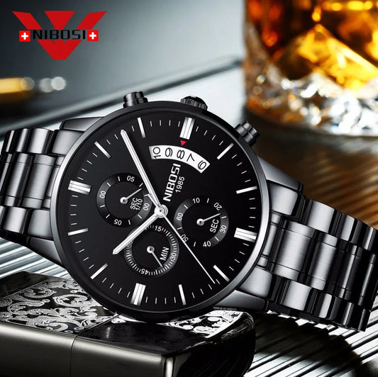 ⌚ Relógio NIBOSI 2309 Masculino Luxo Cronógrafo Multifuncional 3ATM