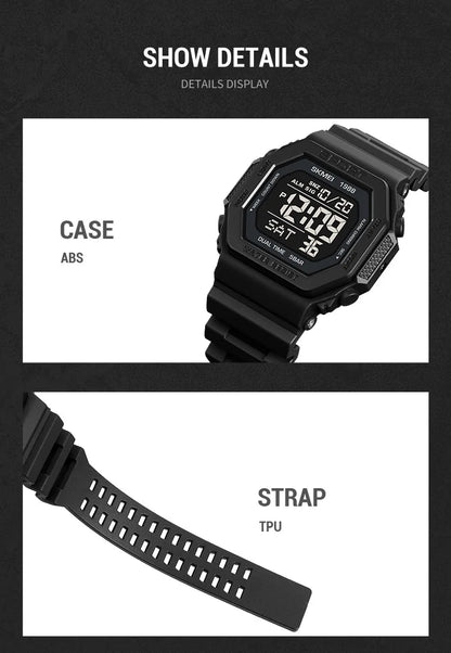 ⌚ Relógio Masculino Esportivo SKMEI 1988 🏃‍♂️ Digital com Luz de Fundo 💡 | Alarme, Cronômetro e Contagem Regressiva ⏱️ | À Prova D’Água 5ATM 💦 | Estilo Militar Tático ⚔️