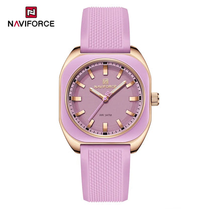 ⌚🌸Relógio Feminino NAVIFORCE NF5061 – Design Minimalista, Pulseira de Silicone, Resistente à Água