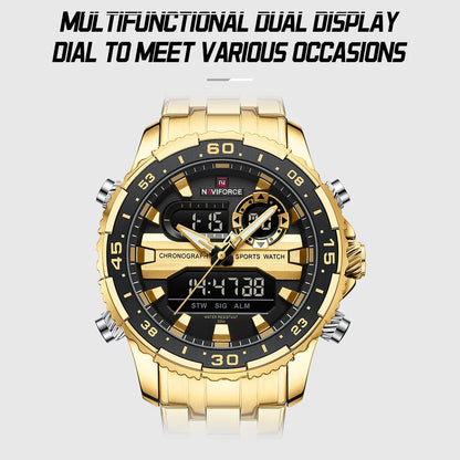⌚ Relógio NAVIFORCE NF9234 Luxo Analógico Digital Aço Inoxidável 3ATM