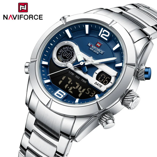 ⌚🔥Relógio Masculino NAVIFORCE NF9232 – Luxo e Desempenho, Aço Inoxidável, Analógico-Digital