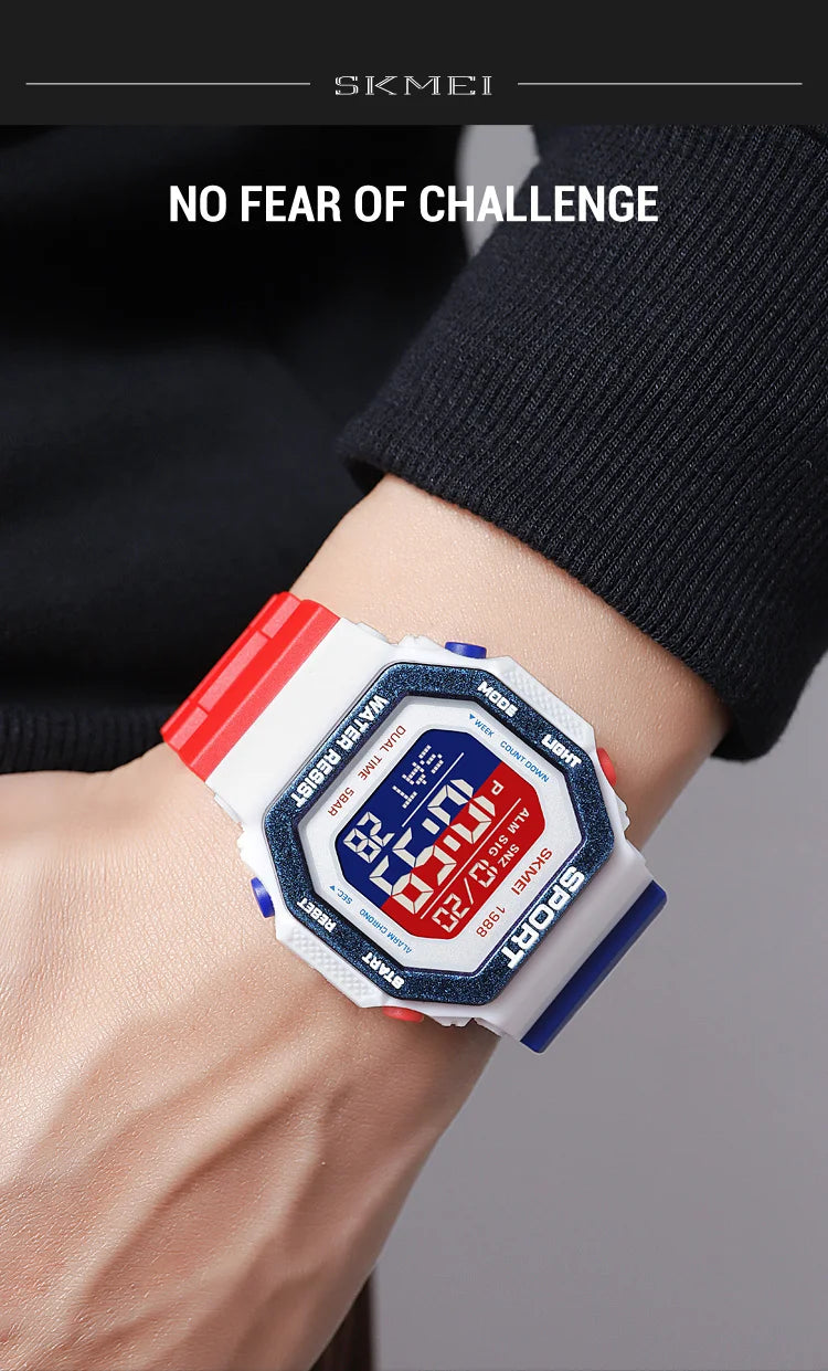 ⌚ Relógio Masculino Esportivo SKMEI 1988 🏃‍♂️ Digital com Luz de Fundo 💡 | Alarme, Cronômetro e Contagem Regressiva ⏱️ | À Prova D’Água 5ATM 💦 | Estilo Militar Tático ⚔️