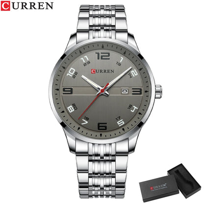 🕰️✨Relógio Masculino CURREN 8411 ⌚ Estilo Moderno e Robusto | Data Automática + Resistente à Água 3ATM