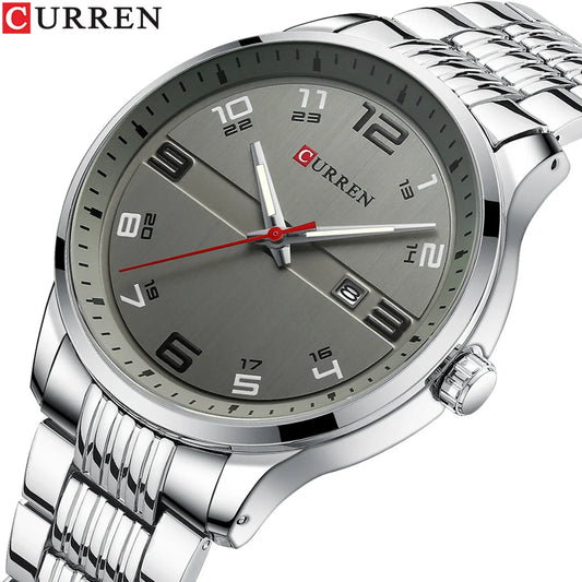 🕰️✨Relógio Masculino CURREN 8411 ⌚ Estilo Moderno e Robusto | Data Automática + Resistente à Água 3ATM