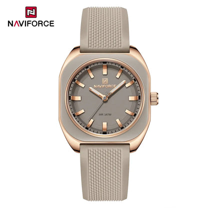 ⌚🌸Relógio Feminino NAVIFORCE NF5061 – Design Minimalista, Pulseira de Silicone, Resistente à Água