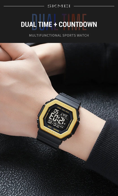 ⌚ Relógio Masculino Esportivo SKMEI 1988 🏃‍♂️ Digital com Luz de Fundo 💡 | Alarme, Cronômetro e Contagem Regressiva ⏱️ | À Prova D’Água 5ATM 💦 | Estilo Militar Tático ⚔️