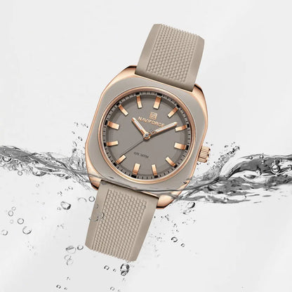 ⌚🌸Relógio Feminino NAVIFORCE NF5061 – Design Minimalista, Pulseira de Silicone, Resistente à Água