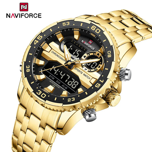 ⌚ Relógio NAVIFORCE NF9234 Luxo Analógico Digital Aço Inoxidável 3ATM