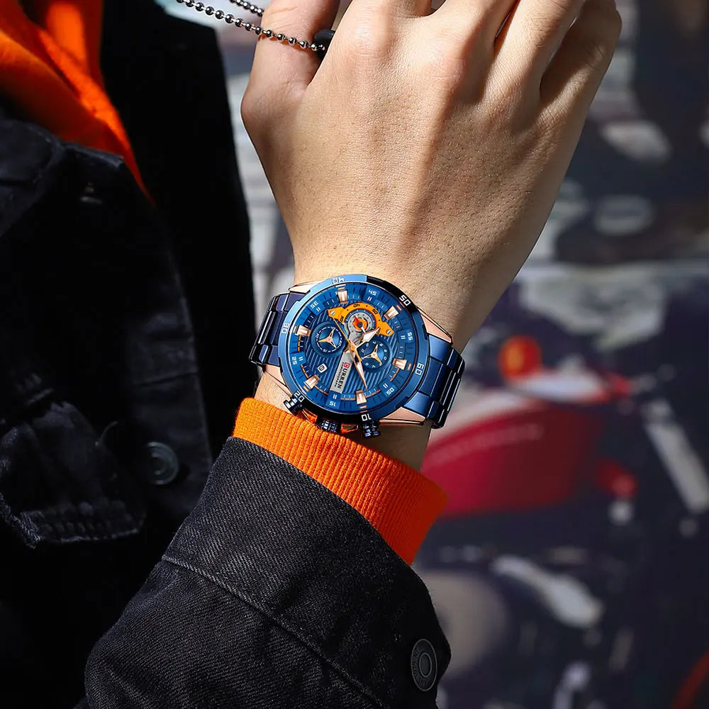 ⌚ Relógio Curren 8402 Masculino Aço Inoxidável – Cronógrafo e Data Automática