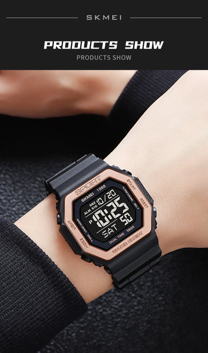 ⌚ Relógio Masculino Esportivo SKMEI 1988 🏃‍♂️ Digital com Luz de Fundo 💡 | Alarme, Cronômetro e Contagem Regressiva ⏱️ | À Prova D’Água 5ATM 💦 | Estilo Militar Tático ⚔️