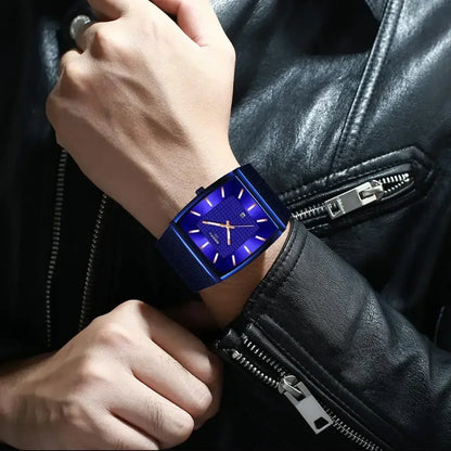 🕰️✨NIBOSI 2376 Herrenuhr ⌚ Luxus-Quarzuhr, rechteckig | Edelstahl, Kalender und Leuchtzeiger