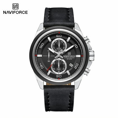 ⌚ Relógio NAVIFORCE NF8075 Masculino Couro – Cronógrafo e Ponteiros Luminosos