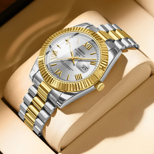🕰️✨Relógio Masculino NIBOSI 2678 ⌚ Estilo Luxo com Pulseira em Aço Inoxidável | Resistente e Elegante