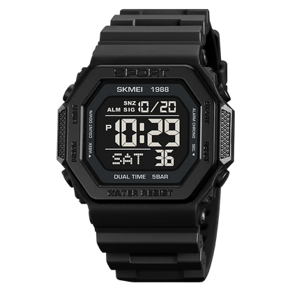 ⌚ Relógio Masculino Esportivo SKMEI 1988 🏃‍♂️ Digital com Luz de Fundo 💡 | Alarme, Cronômetro e Contagem Regressiva ⏱️ | À Prova D’Água 5ATM 💦 | Estilo Militar Tático ⚔️
