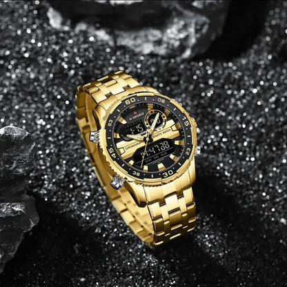 ⌚ Relógio NAVIFORCE NF9234 Luxo Analógico Digital Aço Inoxidável 3ATM