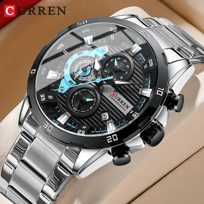 ⌚ Relógio Curren 8402 Masculino Aço Inoxidável – Cronógrafo e Data Automática
