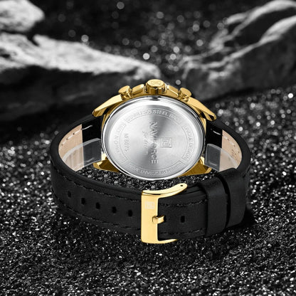 ⌚ Relógio NAVIFORCE NF8075 Masculino Couro – Cronógrafo e Ponteiros Luminosos