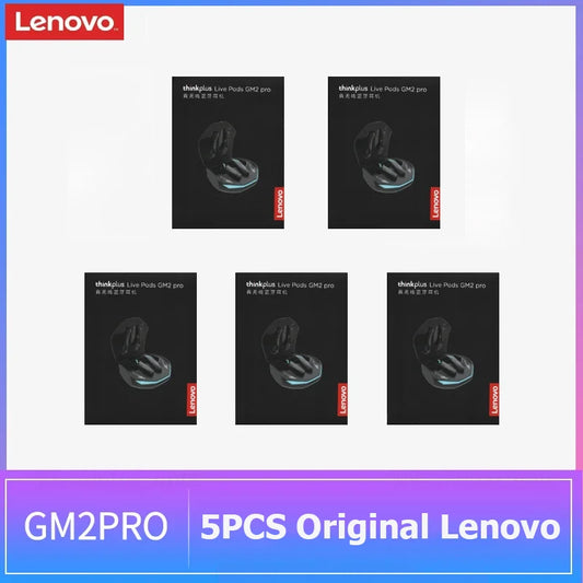 Kit com 5 Fones Lenovo GM2 Pro 🎮 Fones Bluetooth 5.3 TWS com Microfone – Som Hi-Fi para Jogos, Chamadas e Música