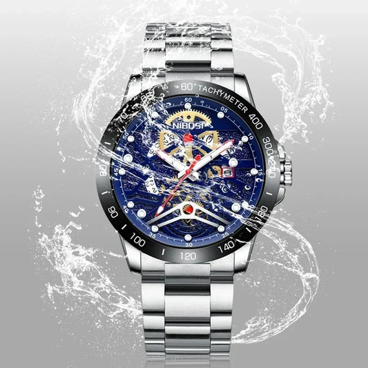 🕰️✨Relógio Masculino NIBOSI 2388 Quartzo ⌚ Luxo e Negócios 🏆 Ponteiros Luminosos + Data Automática