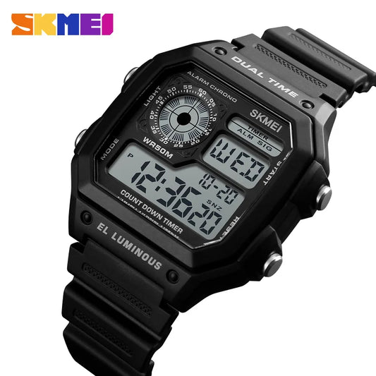 ⌚ Relógio Masculino Digital SKMEI 1299 ⏱️ Esportivo Tático | Resistente à Água 5ATM 💦 | Funções Múltiplas 🧭 | LED, Cronômetro, Alarme