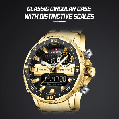 ⌚ Relógio NAVIFORCE NF9234 Luxo Analógico Digital Aço Inoxidável 3ATM