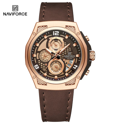 ⌚Relógio Masculino NAVIFORCE NF8051L – Cronógrafo Esportivo e Casual com Pulseira de Couro