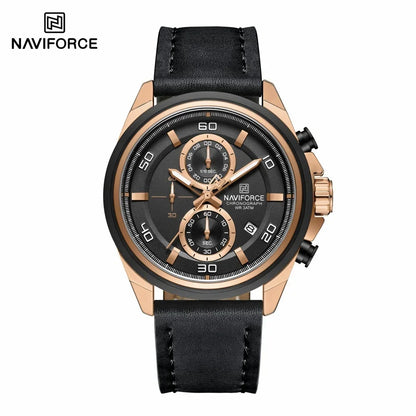 ⌚ Relógio NAVIFORCE NF8075 Masculino Couro – Cronógrafo e Ponteiros Luminosos