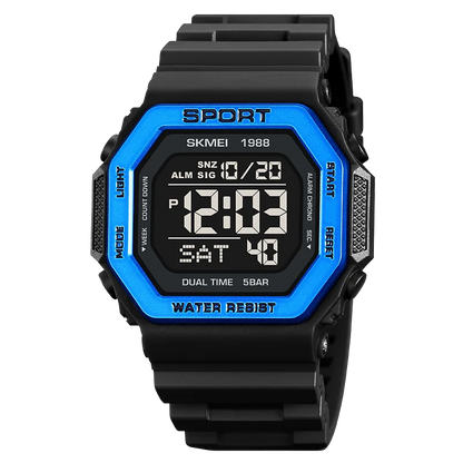 ⌚ Relógio Masculino Esportivo SKMEI 1988 🏃‍♂️ Digital com Luz de Fundo 💡 | Alarme, Cronômetro e Contagem Regressiva ⏱️ | À Prova D’Água 5ATM 💦 | Estilo Militar Tático ⚔️