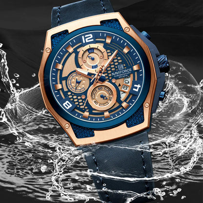 ⌚Relógio Masculino NAVIFORCE NF8051L – Cronógrafo Esportivo e Casual com Pulseira de Couro